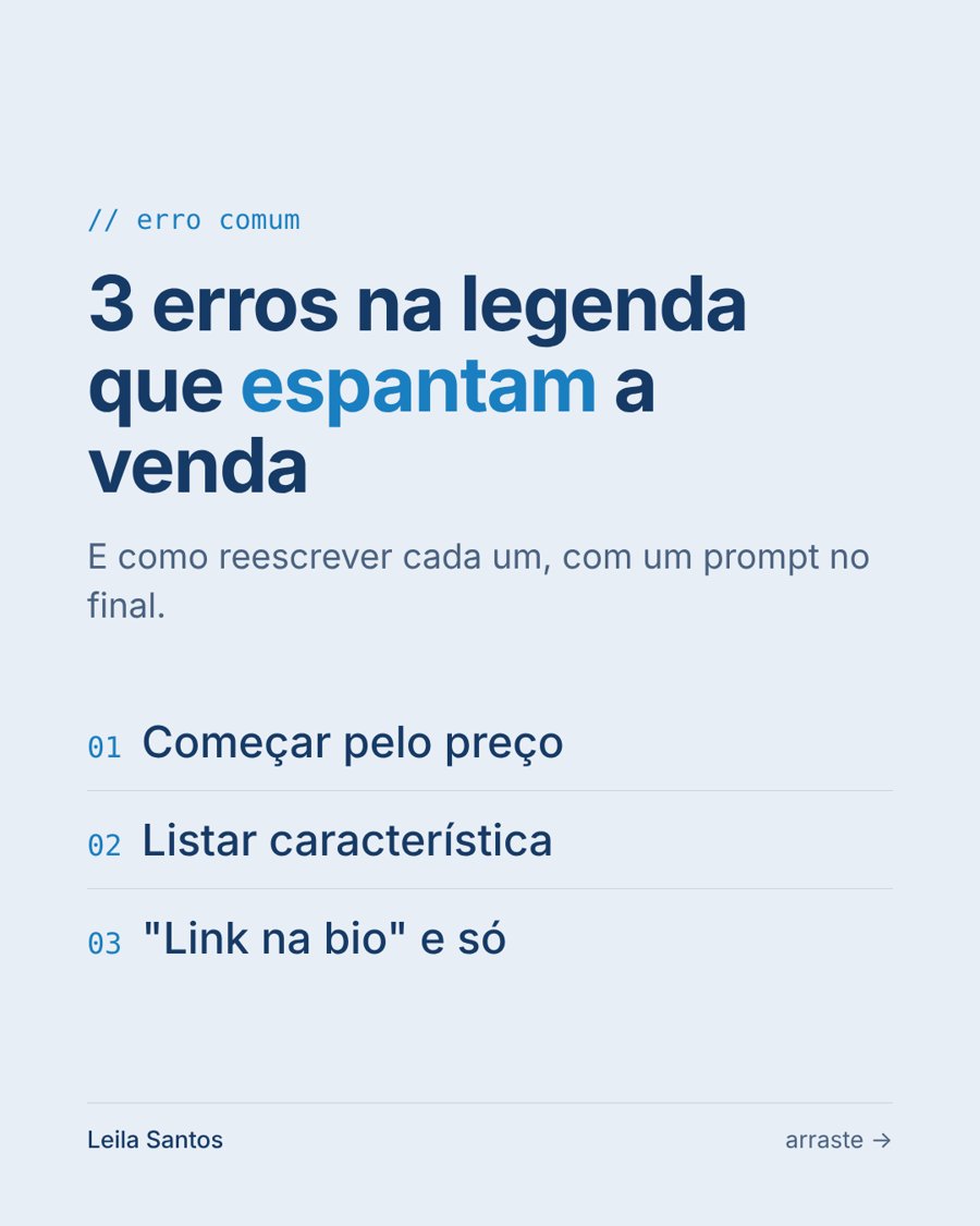 Capa do carrossel 3 erros na legenda